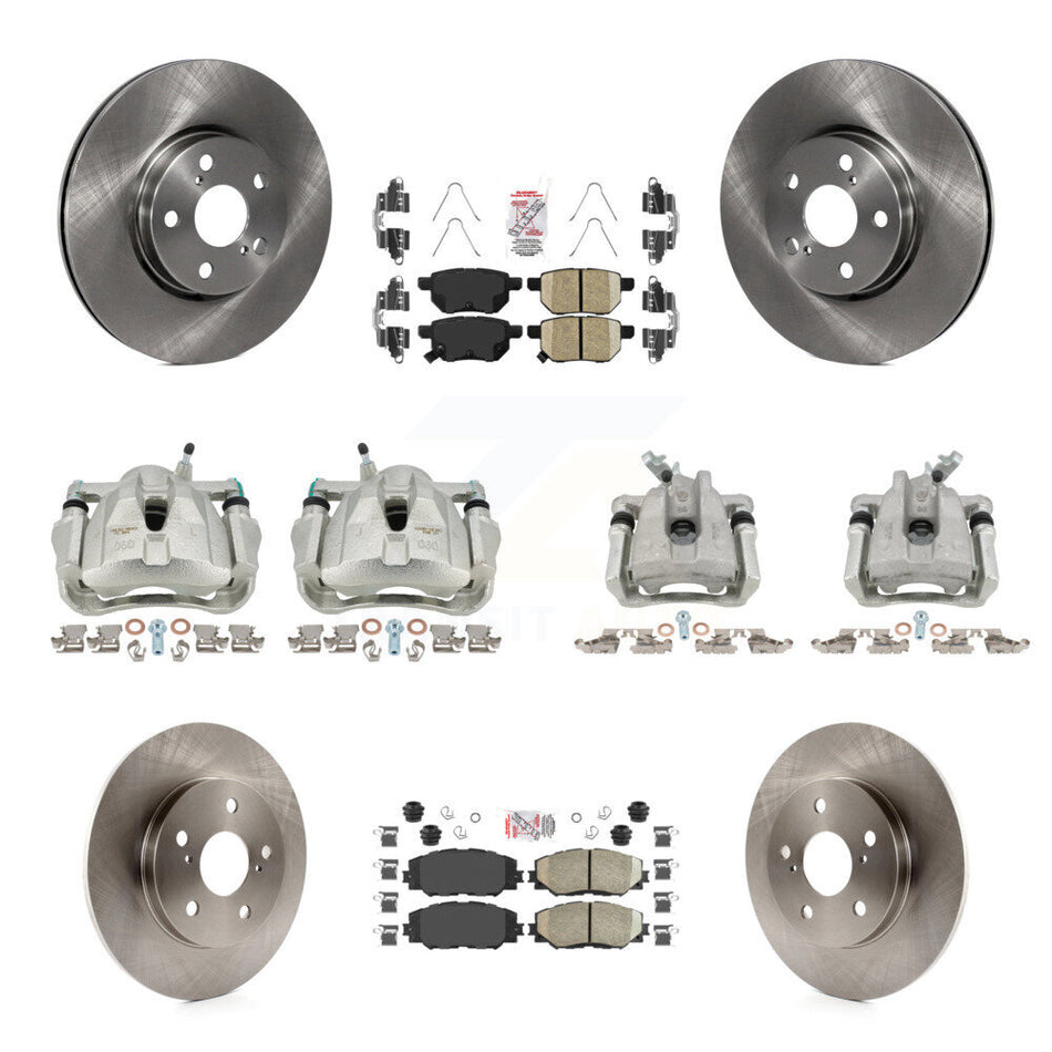 Front Rear Disc Brake Caliper Rotors And Ceramic Pads Kit (10Pc) For Toyota Matrix KC8-102073N