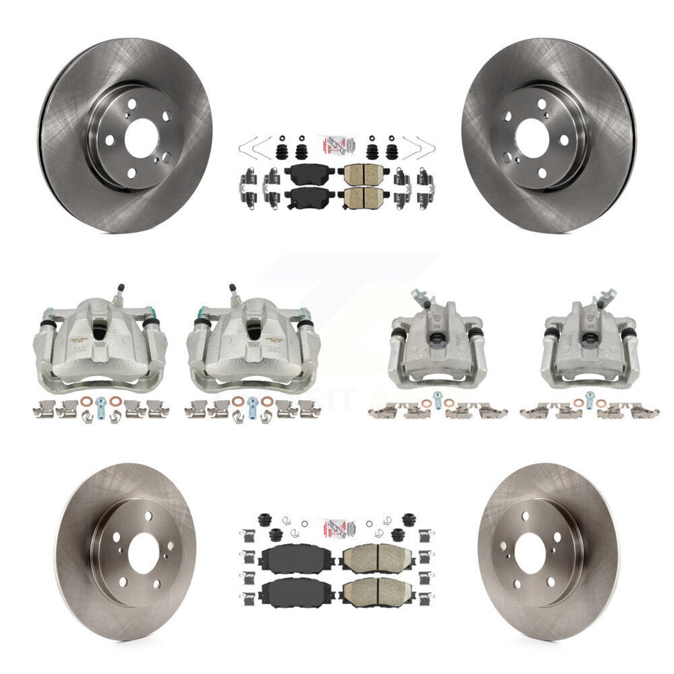 Front Rear Disc Brake Caliper Rotors And Ceramic Pads Kit (10Pc) For Toyota Matrix KC8-102075N