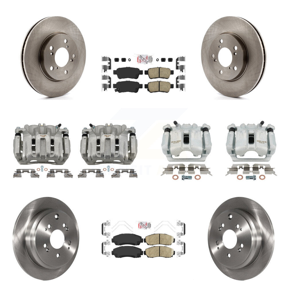 Front Rear Disc Brake Caliper Rotor & Ceramic Pad Kit (10Pc) For 2005-2010 Honda Odyssey KC8-102078N