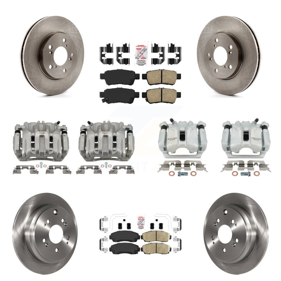 Front Rear Disc Brake Caliper Rotor & Ceramic Pad Kit (10Pc) For 2005-2010 Honda Odyssey KC8-102079N