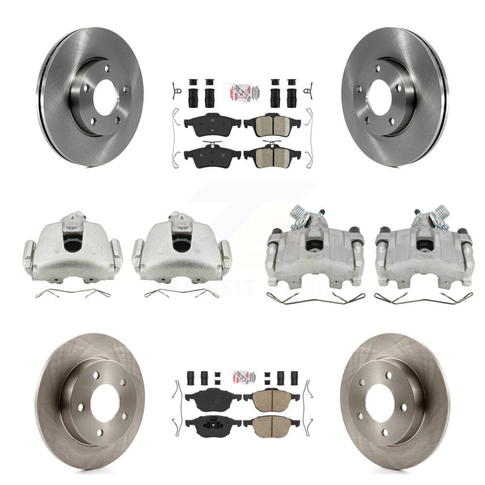 Front Rear Disc Brake Caliper Rotors And Ceramic Pads Kit (10Pc) For Mazda 3 Sport KC8-102090N