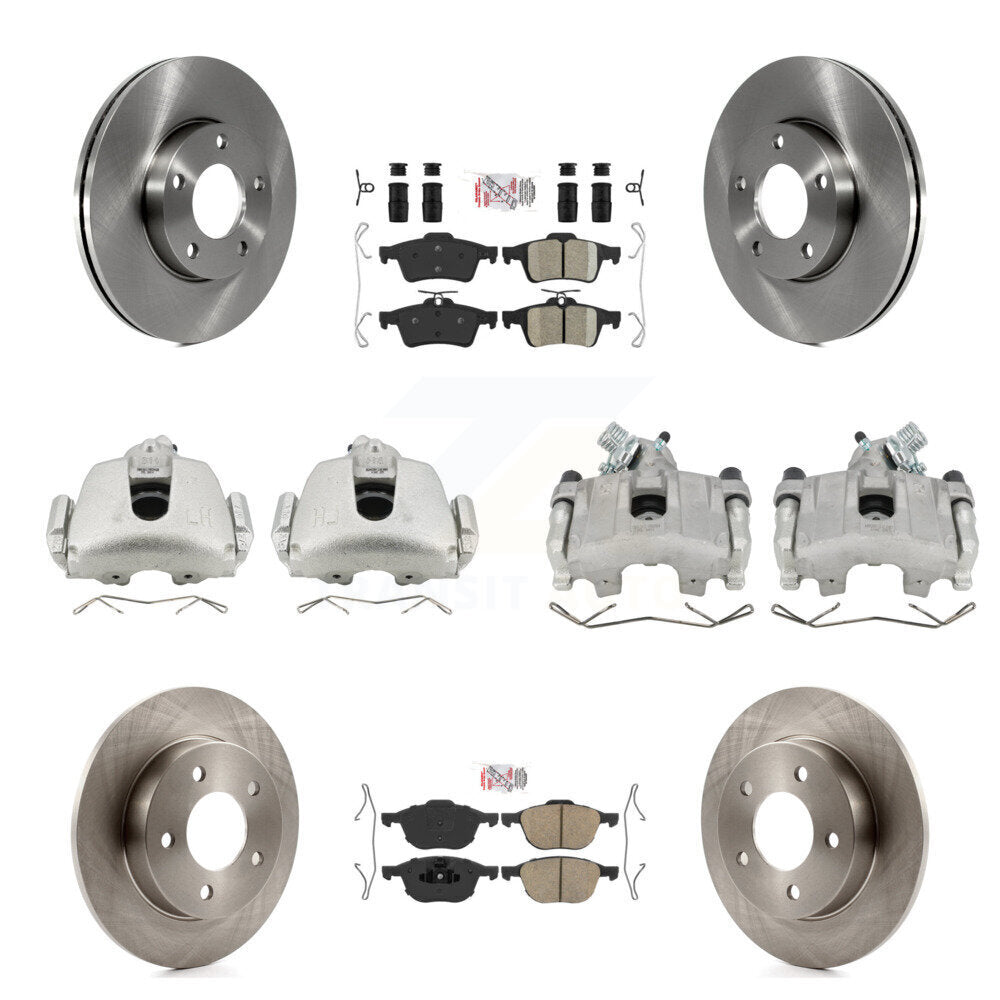 Front Rear Disc Brake Caliper Rotors And Ceramic Pads Kit (10Pc) For Mazda 3 Sport KC8-102091N