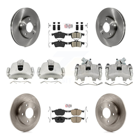 Front Rear Disc Brake Caliper Rotors And Ceramic Pads Kit (10Pc) For Mazda 3 Sport KC8-102091N