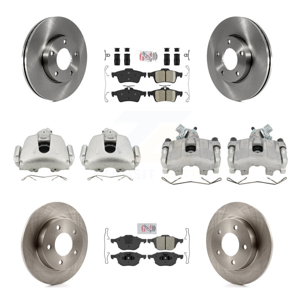 Front Rear Disc Brake Caliper Rotors And Ameribrakes Pads Kit (10Pc) For Mazda 3 Sport KC8-102092N