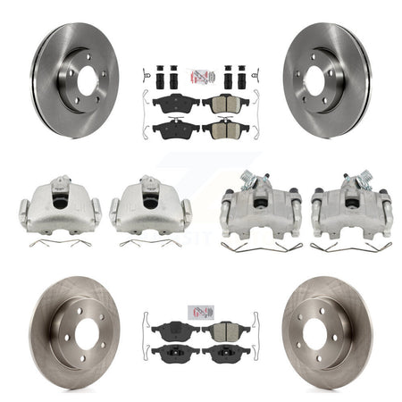 Front Rear Disc Brake Caliper Rotors And Ameribrakes Pads Kit (10Pc) For Mazda 3 Sport KC8-102092N