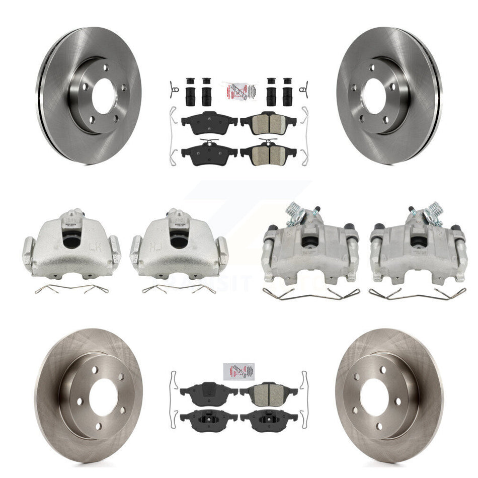 Front Rear Disc Brake Caliper Rotors And Ameribrakes Pads Kit (10Pc) For Mazda 3 Sport KC8-102092N