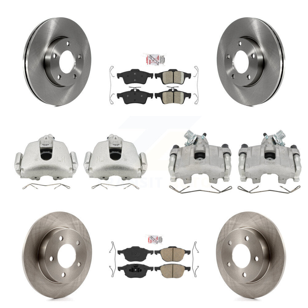 Front Rear Disc Brake Caliper Rotors And Ceramic Pads Kit (10Pc) For Mazda 3 Sport KC8-102094N