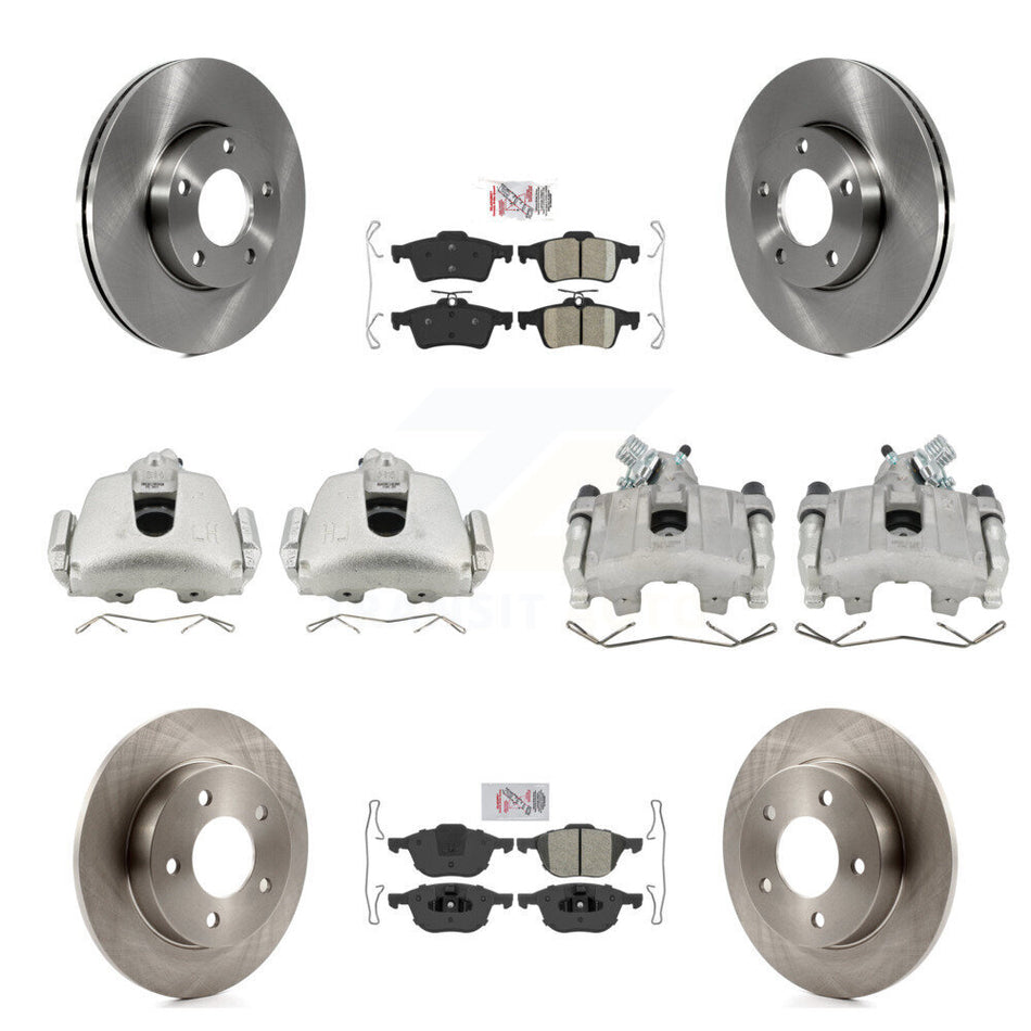 Front Rear Disc Brake Caliper Rotors And Ameribrakes Pads Kit (10Pc) For Mazda 3 Sport KC8-102095N