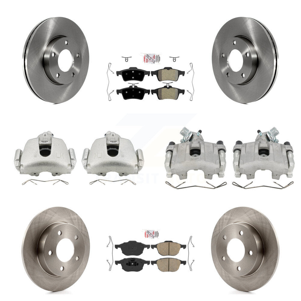 Front Rear Disc Brake Caliper Rotors And Ameribrakes Pads Kit (10Pc) For Mazda 3 Sport KC8-102097N