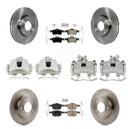 Front Rear Disc Brake Caliper Rotors And Ameribrakes Pads Kit (10Pc) For Mazda 3 Sport KC8-102097N