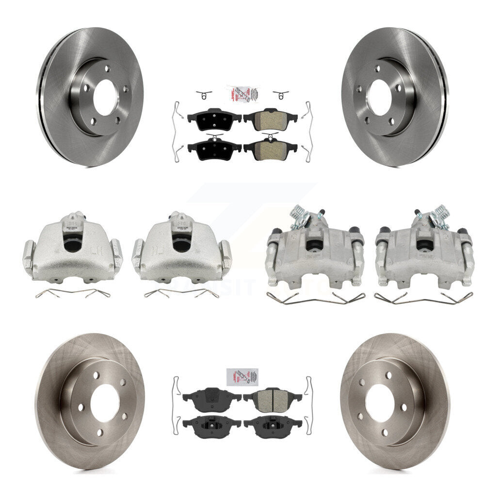 Front Rear Disc Brake Caliper Rotors And Semi-Metallic Pads Kit (10Pc) For Mazda 3 Sport KC8-102098N