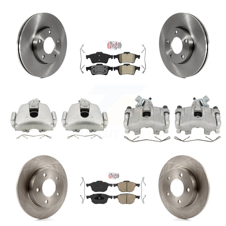 Front Rear Disc Brake Caliper Rotor And Ameribrakes Pad Kit (10Pc) For 2005 Mazda 3 2.0L KC8-102109N