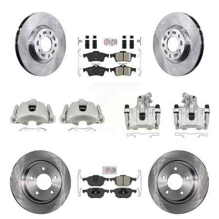 Front Rear Disc Brake Caliper Rotors And Ameribrakes Pads Kit (10Pc) For Mazda 3 Sport KC8-102113N