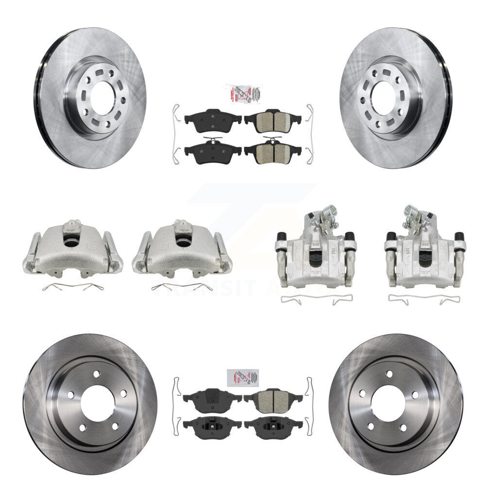 Front Rear Disc Brake Caliper Rotors And Ameribrakes Pads Kit (10Pc) For Mazda 3 Sport KC8-102116N