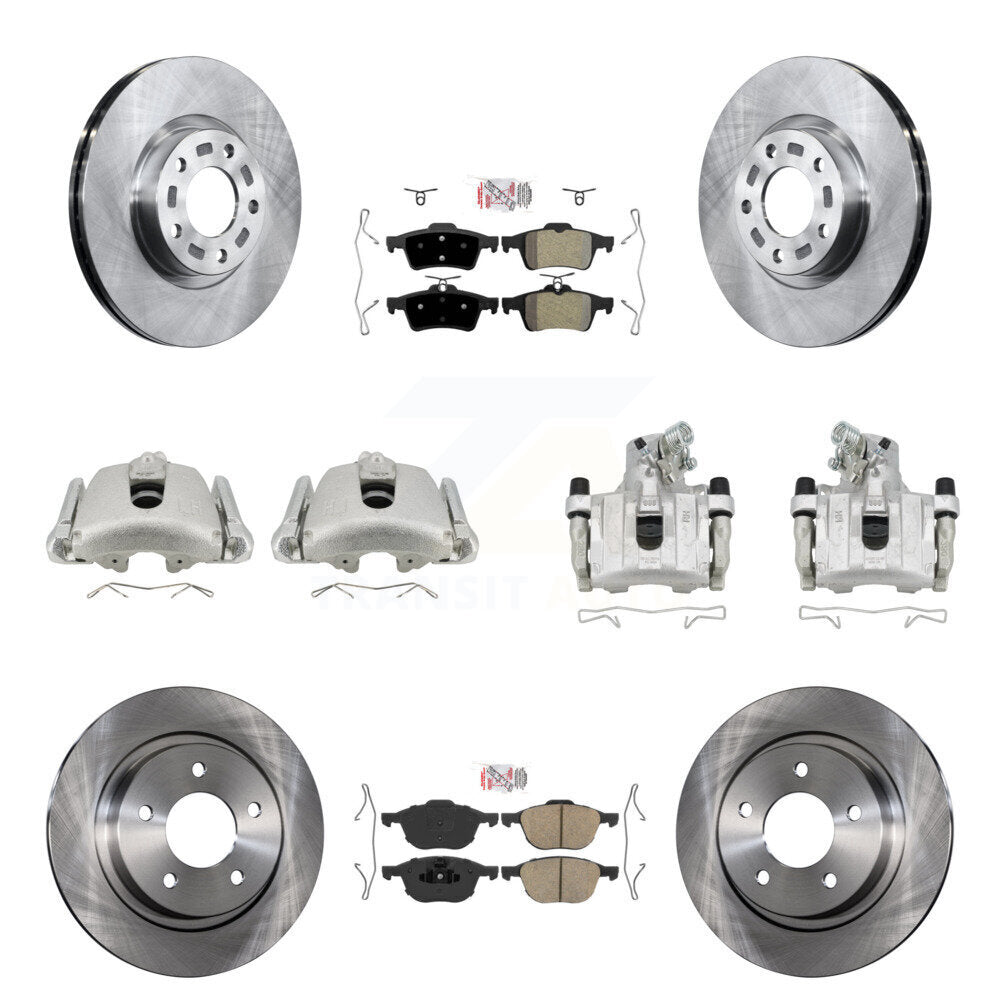 Front Rear Disc Brake Caliper Rotors And Ameribrakes Pads Kit (10Pc) For Mazda 3 Sport KC8-102118N