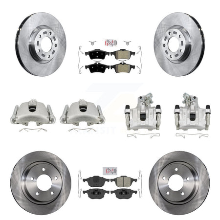 Front Rear Disc Brake Caliper Rotors And Semi-Metallic Pads Kit (10Pc) For Mazda 3 Sport KC8-102119N