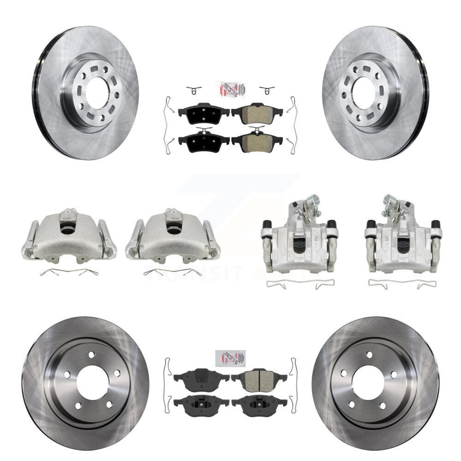 Front Rear Disc Brake Caliper Rotors And Semi-Metallic Pads Kit (10Pc) For Mazda 3 Sport KC8-102119N