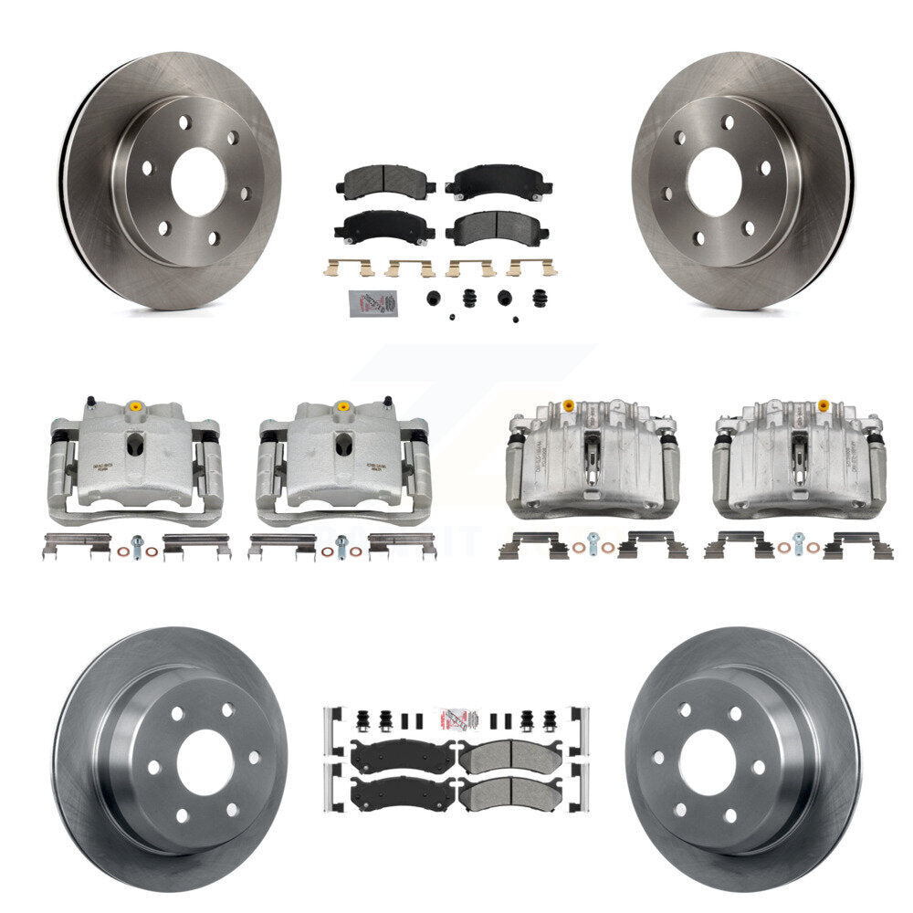 Front Rear Brake Caliper Rotor Semi-Metallic Pad Kit (10Pc) For Chevrolet Avalanche 1500 KC8-102135N
