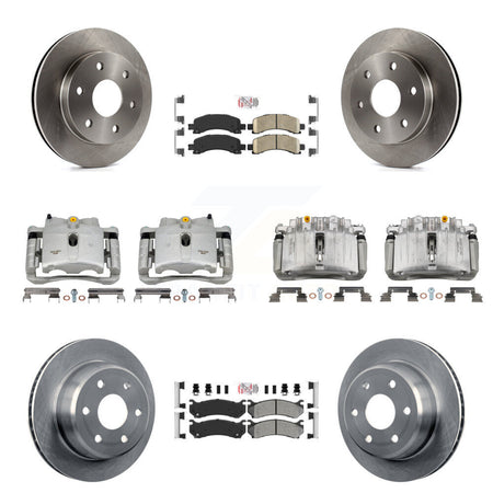 Front Rear Brake Caliper Rotors Ameribrakes Pad Kit (10Pc) For GMC Yukon Chevrolet Tahoe KC8-102137N