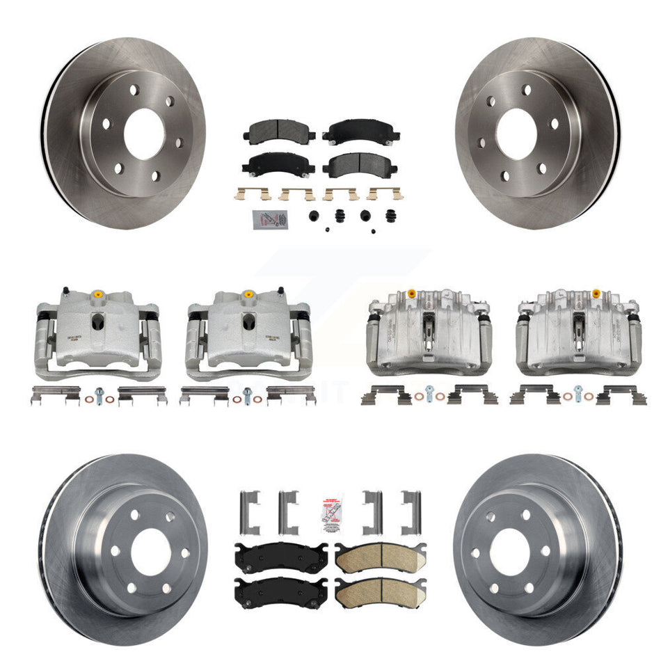 Front Rear Brake Caliper Rotors Ameribrakes Pad Kit (10Pc) For GMC Yukon Chevrolet Tahoe KC8-102138N