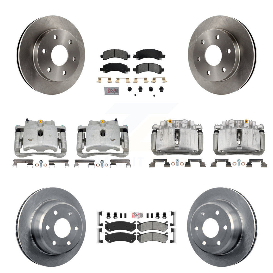 Front Rear Brake Caliper Rotor & Semi-Metallic Pad Kit (10Pc) For GMC Yukon Chevrolet XL KC8-102139N