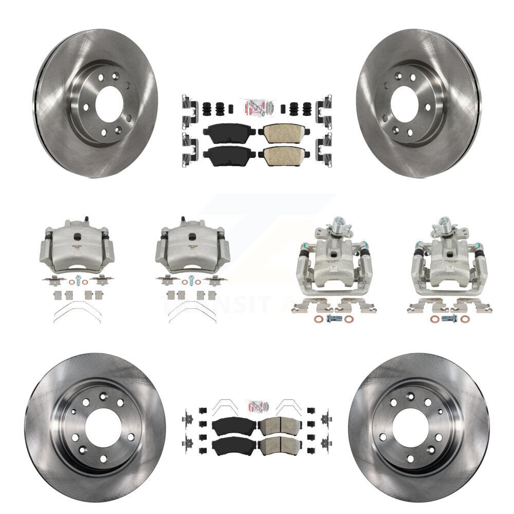 Front Rear Brake Caliper Rotors & Ameribrakes Pad Kit (10Pc) For Ford Fusion Mazda 6 MKZ KC8-102165N