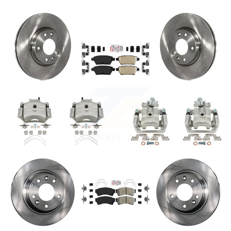 Front Rear Brake Caliper Rotors & Ameribrakes Pad Kit (10Pc) For Ford Fusion Mazda 6 MKZ KC8-102166N