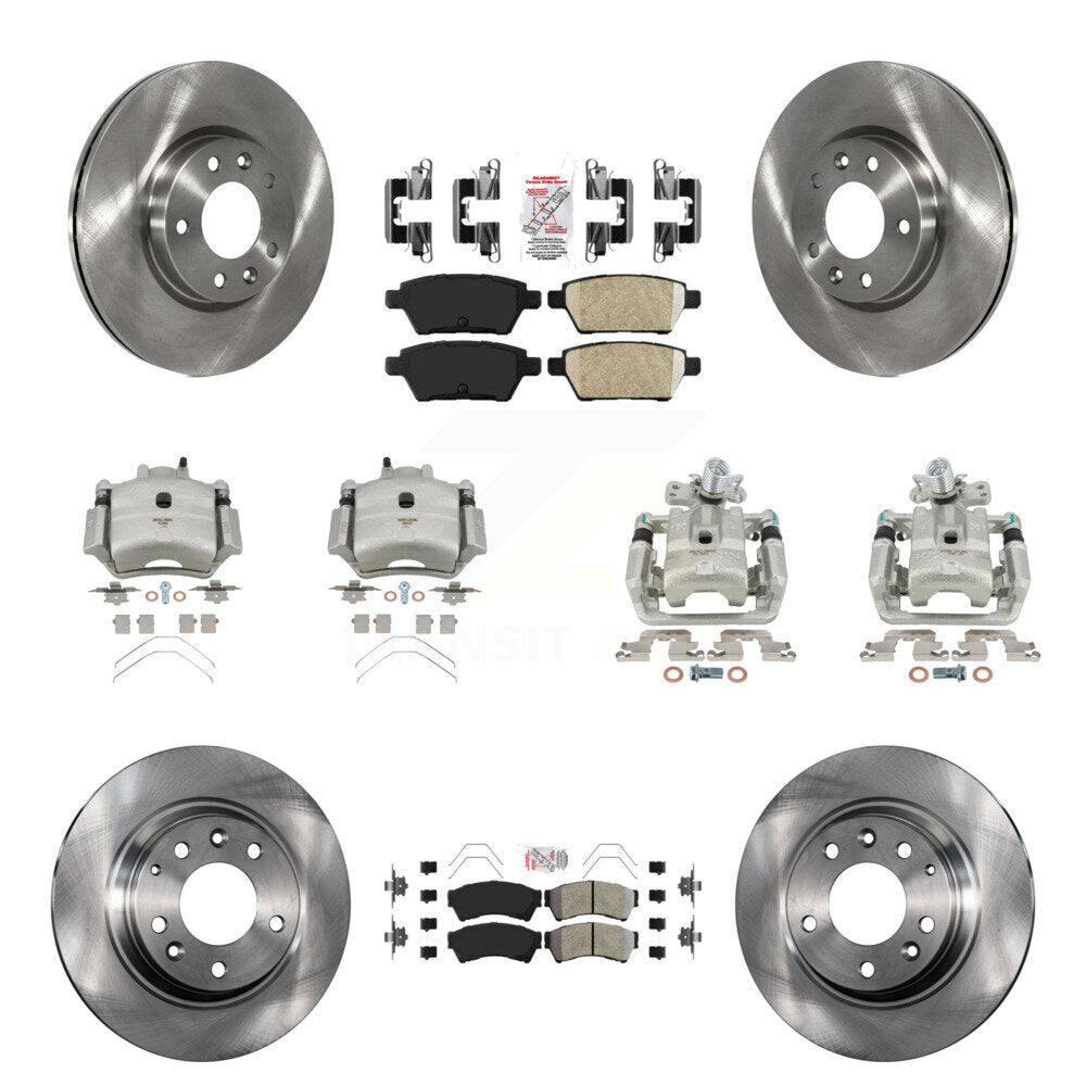 Front Rear Brake Caliper Rotors & Ameribrakes Pad Kit (10Pc) For Ford Fusion Mazda 6 MKZ KC8-102168N