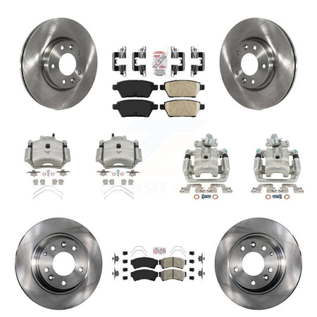 Front Rear Brake Caliper Rotors & Ameribrakes Pad Kit (10Pc) For Ford Fusion Mazda 6 MKZ KC8-102168N
