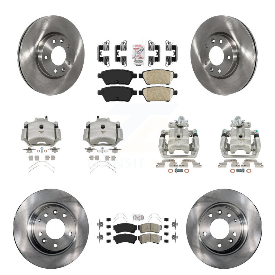 Front Rear Brake Caliper Rotors & Ameribrakes Pad Kit (10Pc) For Ford Fusion Mazda 6 MKZ KC8-102168N