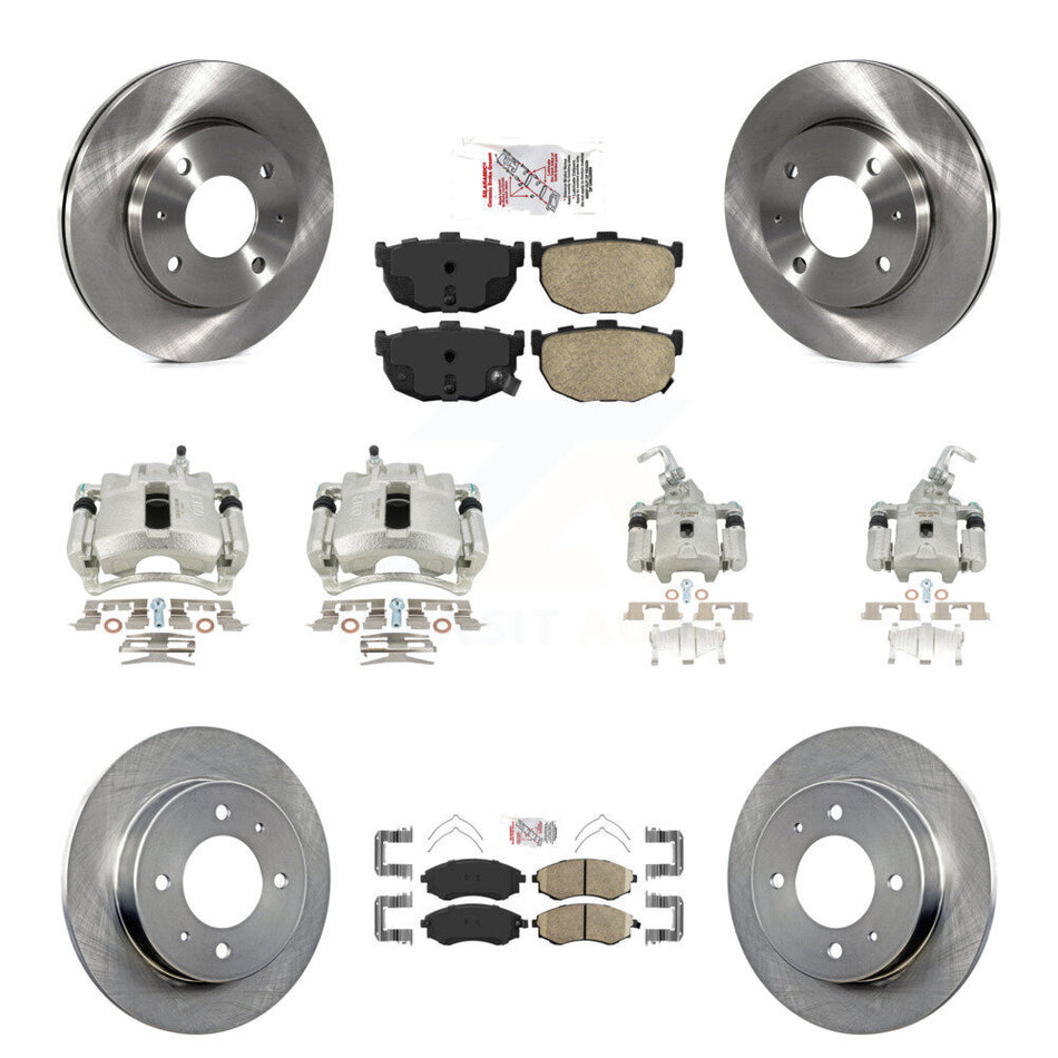 Front Rear Disc Brake Caliper Rotors And Ceramic Pads Kit (10Pc) For 2002 Hyundai Elantra rear brakes To 10 31 01 KC8-102170N