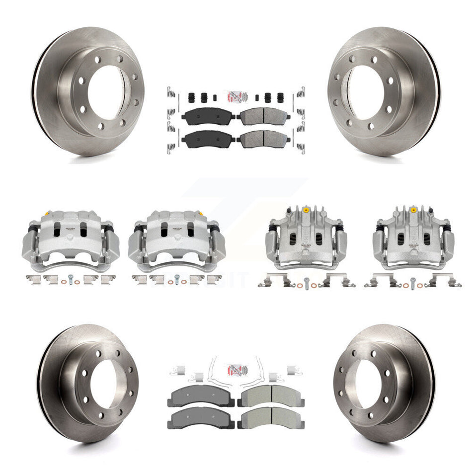Front Rear Brake Caliper Rotors & Semi-Metallic Pad Kit (10Pc) For Ford F-250 Super Duty KC8-102171N
