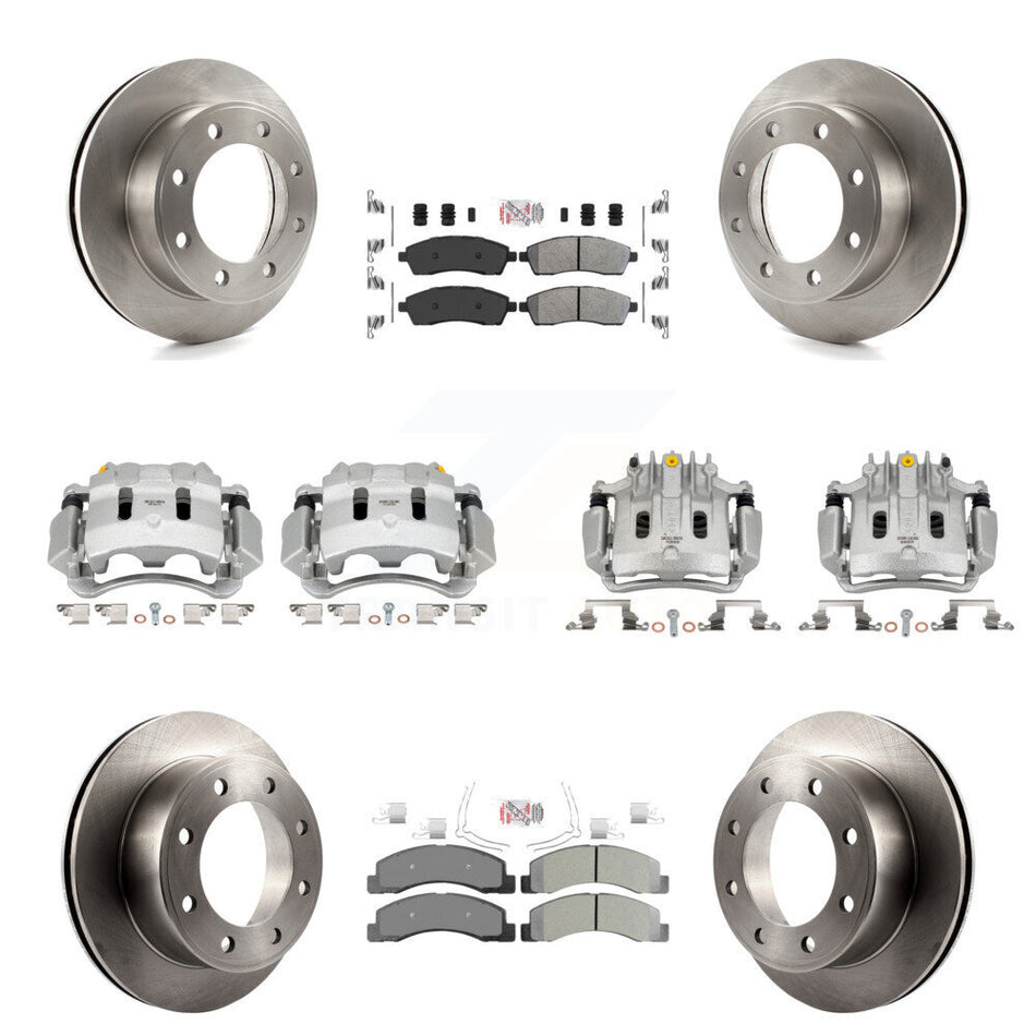 Front Rear Brake Caliper Rotors & Semi-Metallic Pad Kit (10Pc) For Ford F-250 Super Duty KC8-102171N