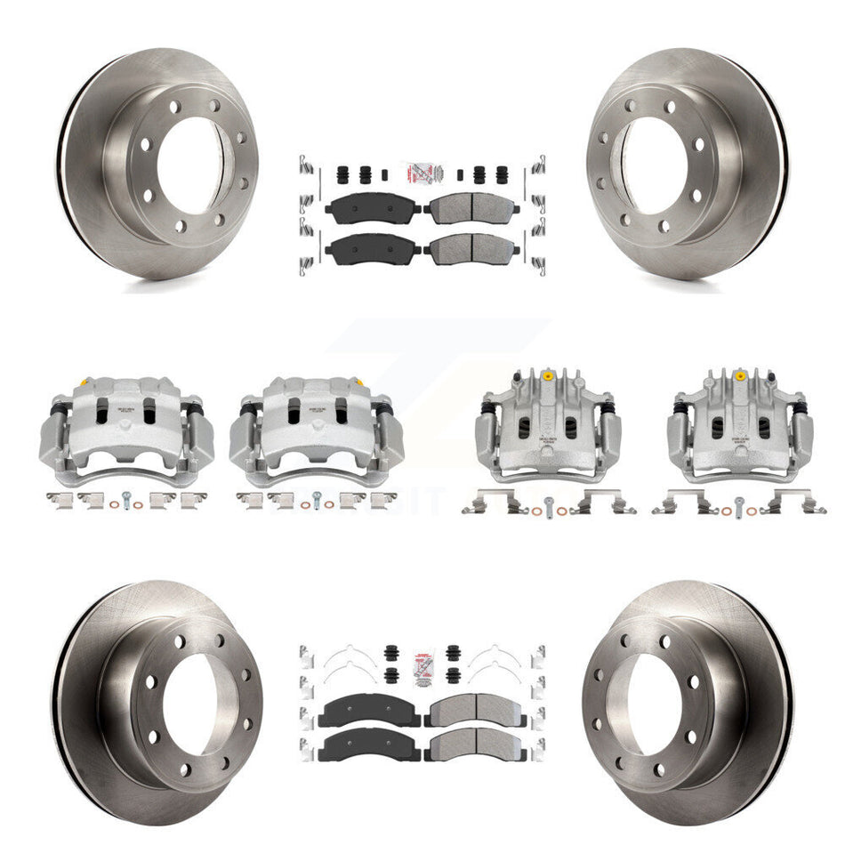 Front Rear Brake Caliper Rotors & Semi-Metallic Pad Kit (10Pc) For Ford F-250 Super Duty KC8-102172N