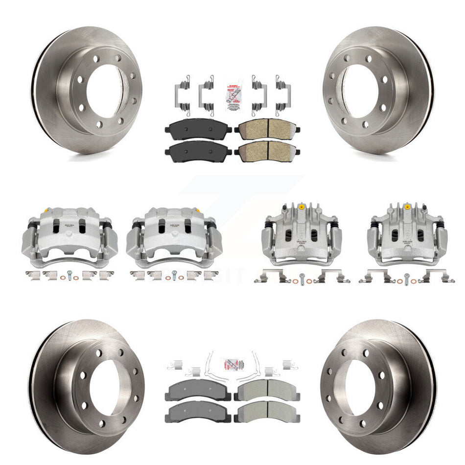 Front Rear Brake Caliper Rotors & Semi-Metallic Pad Kit (10Pc) For Ford F-250 Super Duty KC8-102173N