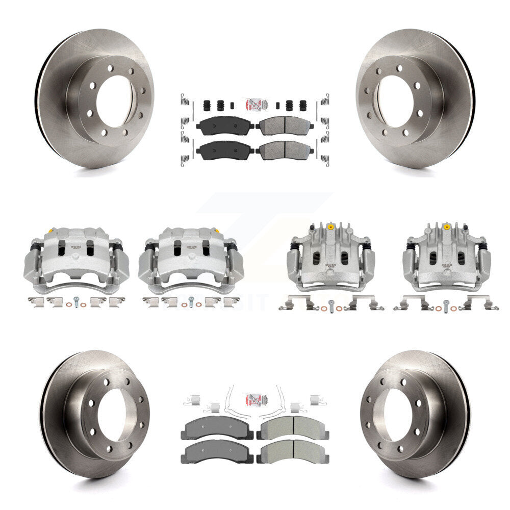 Front Rear Brake Caliper Rotors & Semi-Metallic Pad Kit (10Pc) For Ford F-250 Super Duty KC8-102175N