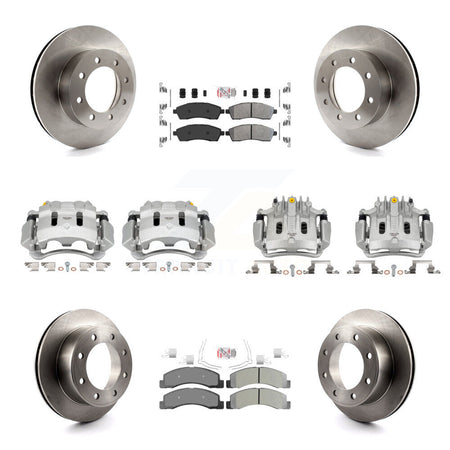 Front Rear Brake Caliper Rotors & Semi-Metallic Pad Kit (10Pc) For Ford F-250 Super Duty KC8-102175N