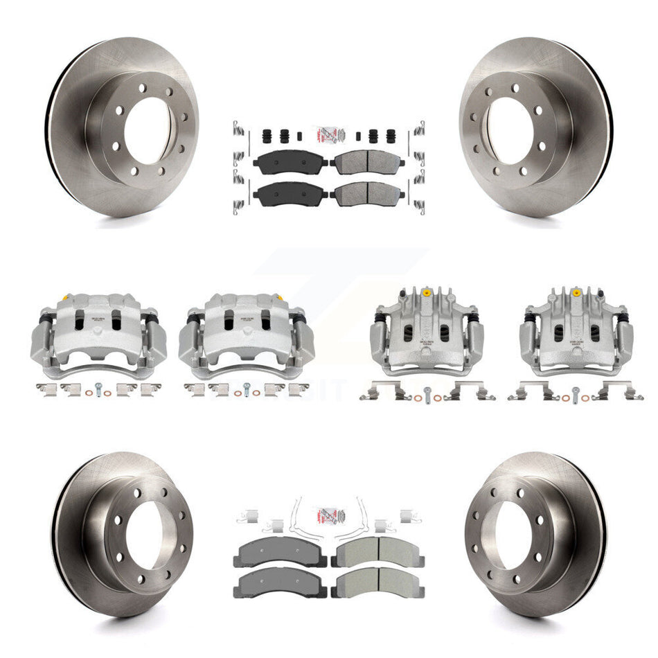 Front Rear Brake Caliper Rotors & Semi-Metallic Pad Kit (10Pc) For Ford F-250 Super Duty KC8-102175N