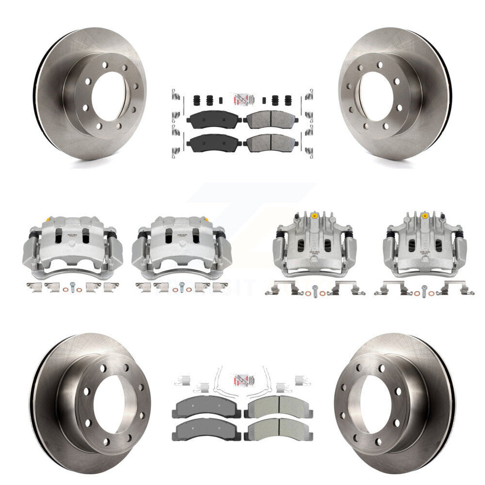Front Rear Brake Caliper Rotors & Semi-Metallic Pad Kit (10Pc) For Ford F-250 Super Duty KC8-102175N