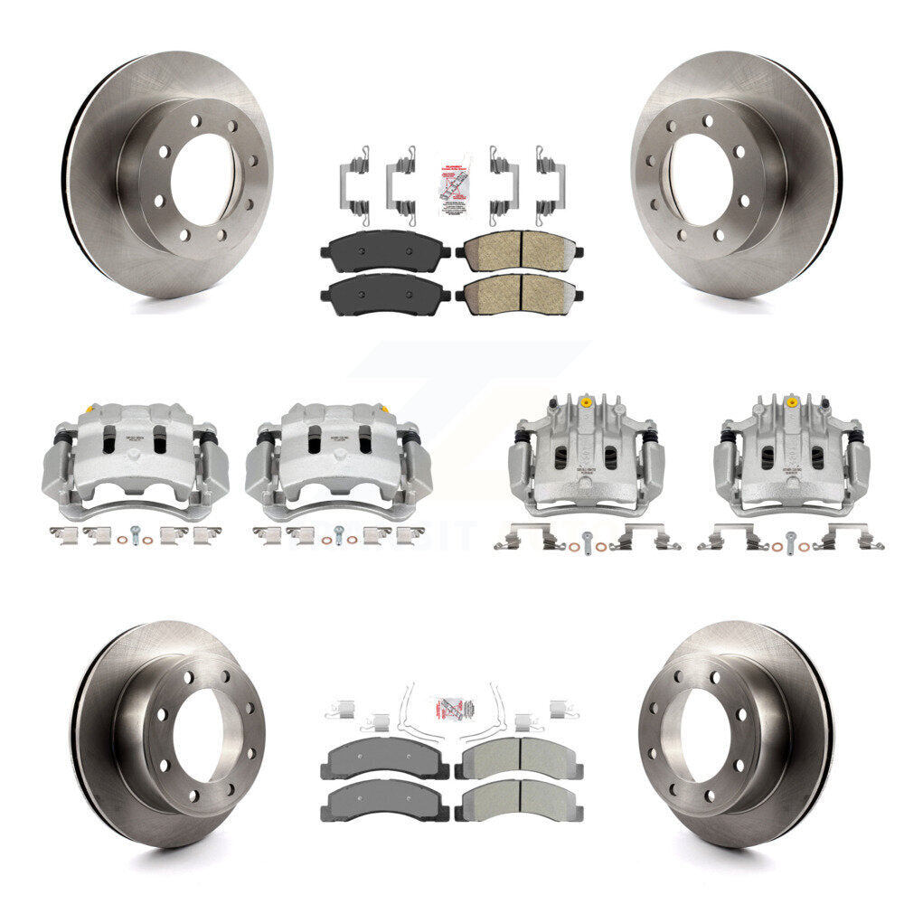 Front Rear Brake Caliper Rotors & Semi-Metallic Pad Kit (10Pc) For Ford F-250 Super Duty KC8-102177N