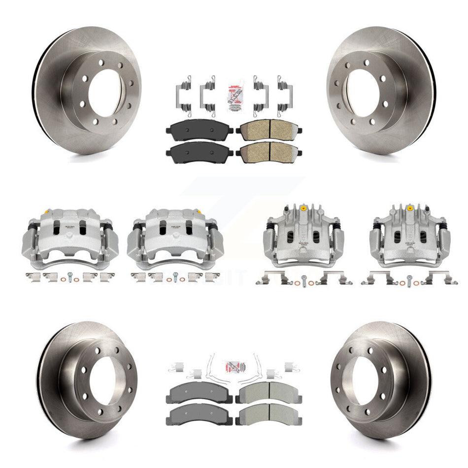Front Rear Brake Caliper Rotors & Semi-Metallic Pad Kit (10Pc) For Ford F-250 Super Duty KC8-102177N