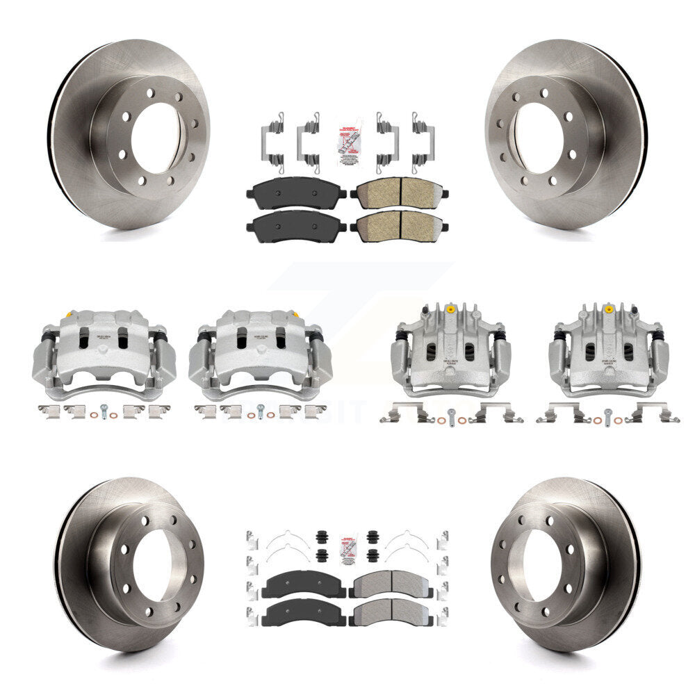 Front Rear Brake Caliper Rotors & Semi-Metallic Pad Kit (10Pc) For Ford F-250 Super Duty KC8-102178N