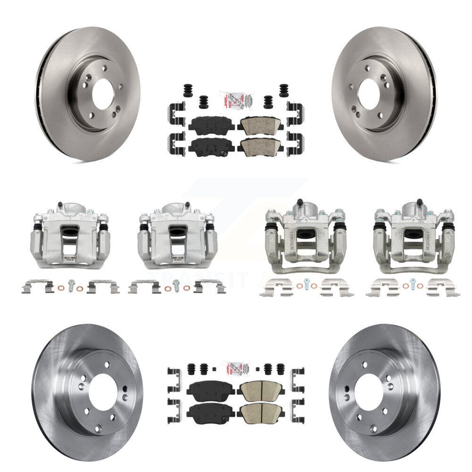Front Rear Disc Brake Caliper Rotor Ceramic Pad Kit (10Pc) For Hyundai Sonata Kia Optima KC8-102180N