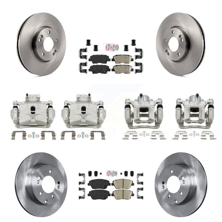 Front Rear Disc Brake Caliper Rotors Ceramic Pad Kit (10Pc) For 2014 Hyundai Sonata 2.0L KC8-102184N