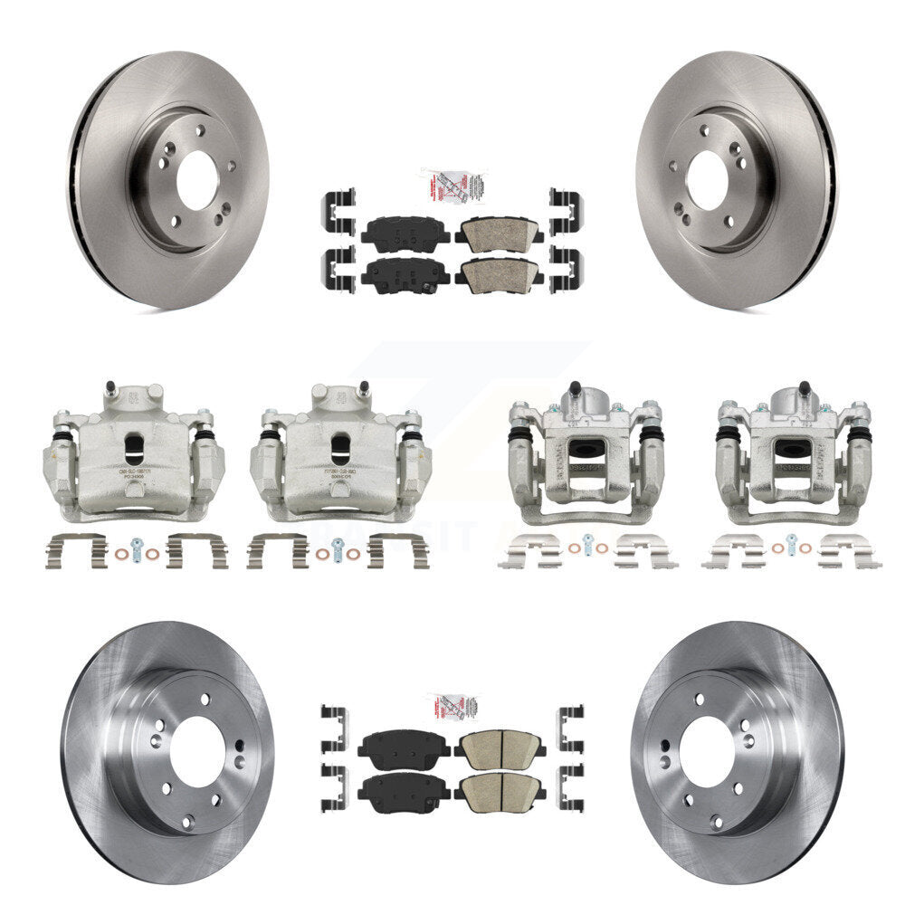 Front Rear Disc Brake Caliper Rotors Ceramic Pad Kit (10Pc) For 2014 Hyundai Sonata 2.0L KC8-102185N