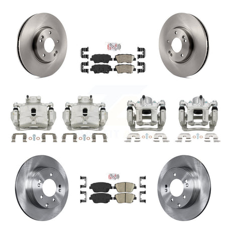 Front Rear Disc Brake Caliper Rotors Ceramic Pad Kit (10Pc) For 2014 Hyundai Sonata 2.0L KC8-102185N