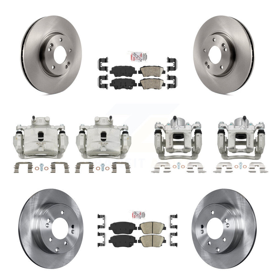 Front Rear Disc Brake Caliper Rotors Ceramic Pad Kit (10Pc) For 2014 Hyundai Sonata 2.0L KC8-102185N