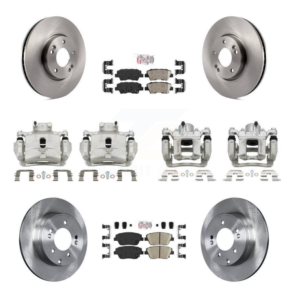 Front Rear Disc Brake Caliper Rotors Ceramic Pad Kit (10Pc) For 2014 Hyundai Sonata 2.0L KC8-102186N