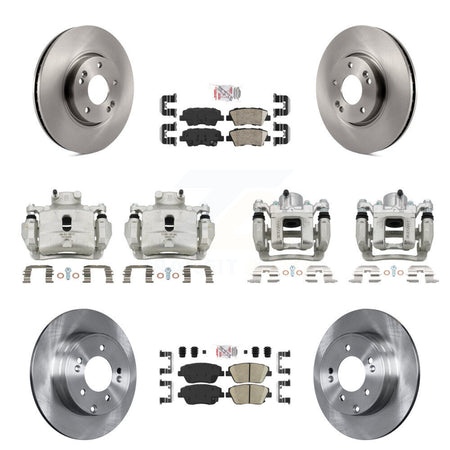 Front Rear Disc Brake Caliper Rotors Ceramic Pad Kit (10Pc) For 2014 Hyundai Sonata 2.0L KC8-102186N