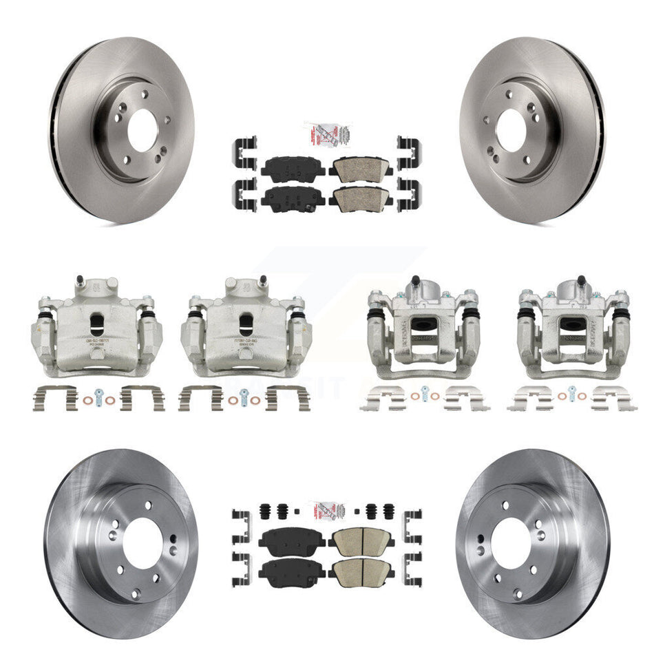 Front Rear Disc Brake Caliper Rotors Ceramic Pad Kit (10Pc) For 2014 Hyundai Sonata 2.0L KC8-102186N